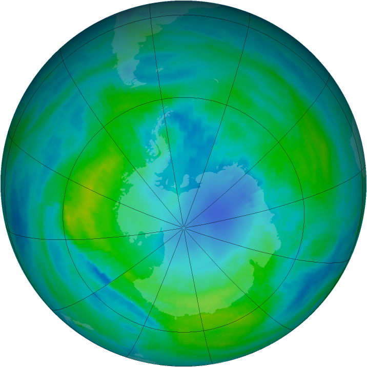 Antarctic ozone map for 13 April 1982